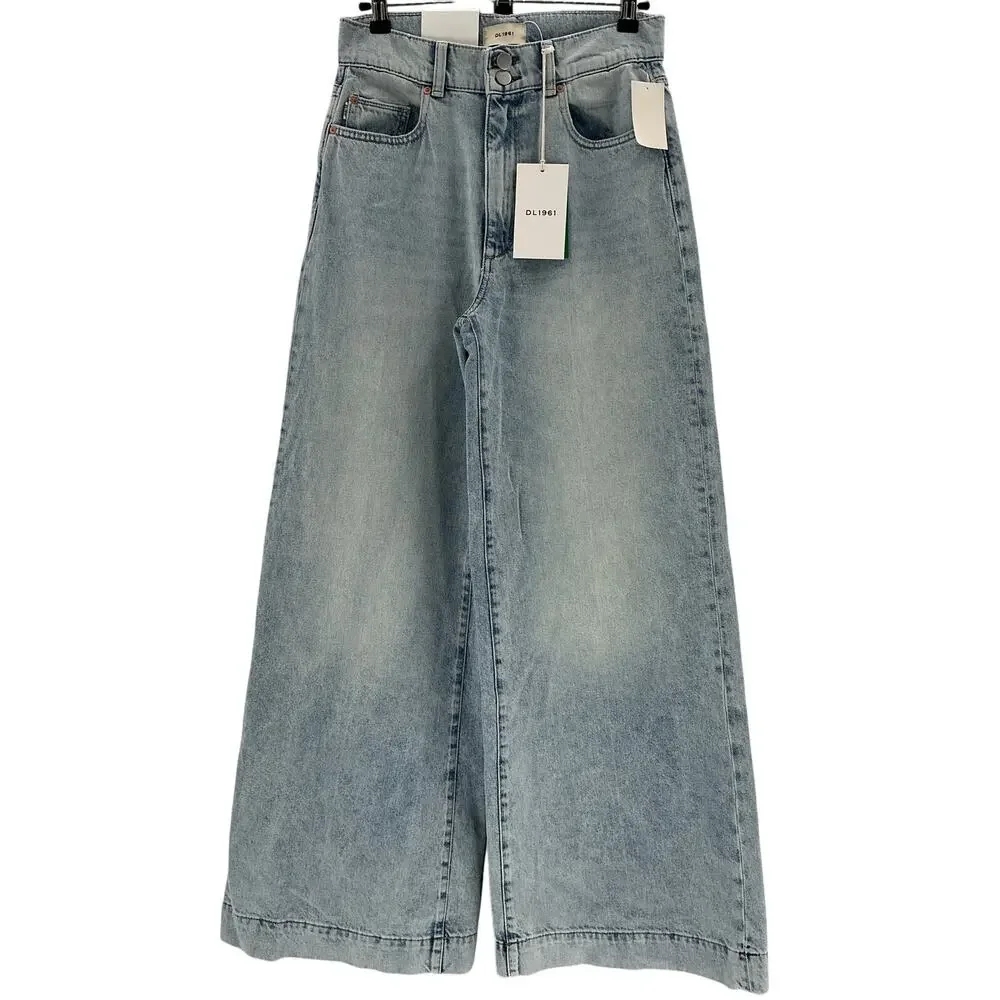 Dl1961 'Hepburn' Blue Cotton Wide Leg High Rise Denim Jean Size 26 - Picture 2 of 4